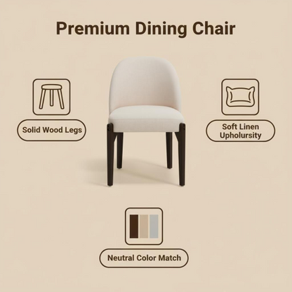 Wooden Dining Chairs Set of 2, Modern Fabric Upholstered Dining Room Chair Kitchen Chairs, Farmhouse Dinner Chair for Kitchen Dining Room