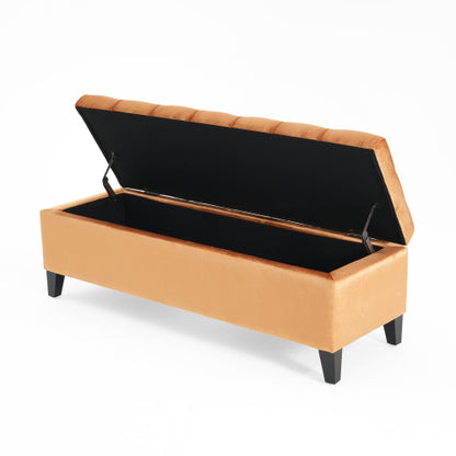51 inch Contemporary Diamond Tufted Storage Ottoman, Soft Close Hinge Multifunctional Entryway Footrest Bench