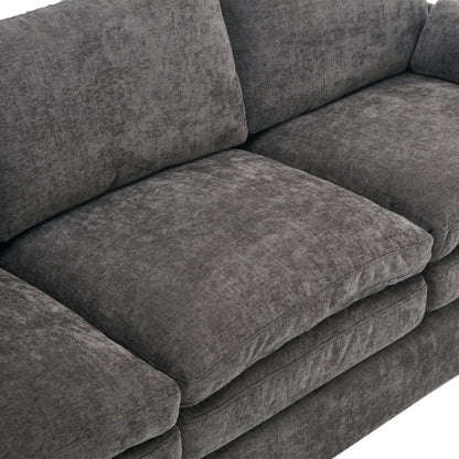 68.1-Inch Grey Cloud-Style Loveseat Sofa Double-Layer Cushion Chenille Couch with Detachable Lumbar Pillow