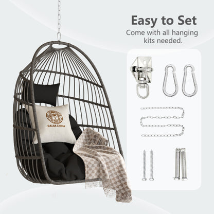 Outdoor garden rattan egg swing chair hanging chair PE hanging chair gray