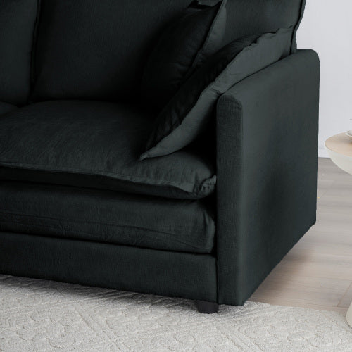 Black Chenille Modular Ottoman Footrest, Mix & Match for 2 3 4 Seater Sectional Sofa