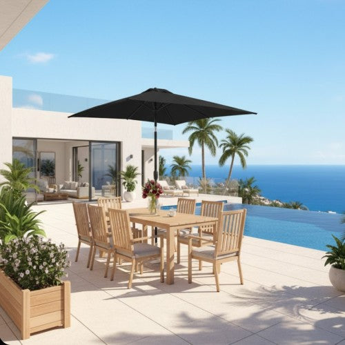 6.5 x 10 ft Black Rectangular Patio Umbrella with Crank, Tilt, Polyester UV-Resistant Canopy for Pool, Backyard & Patio (Without base)