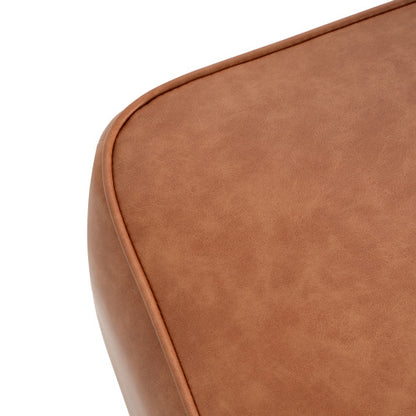 Tan PU Leather Square Ottoman with Foam Cushion and Modern Design