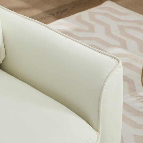 2-PCS Cream-White Cat-Paw Faux-Leather Nordic Retro Light-Luxury Single Sofa Chair