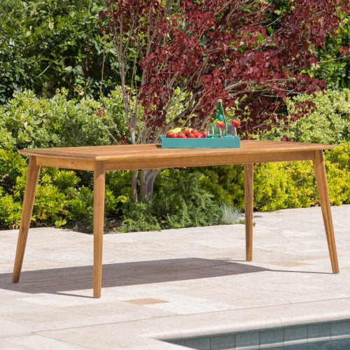 Outdoor Dining Table with Acacia Wood Frame, Teak
