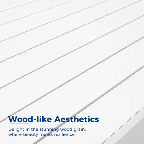 All-Weather Aluminum Outdoor Coffee Table, Modern Coffee Table for Outside, Rectangle Patio Coffee Table-White