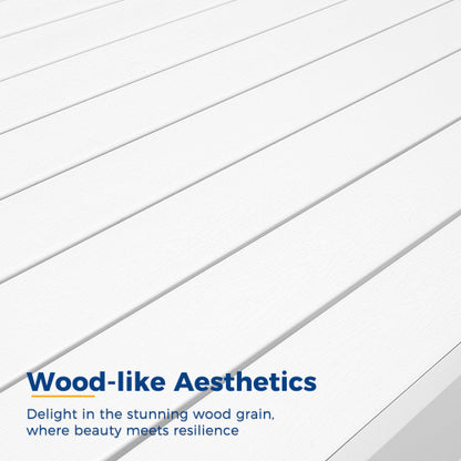 All-Weather Aluminum Outdoor Coffee Table, Modern Coffee Table for Outside, Rectangle Patio Coffee Table-White