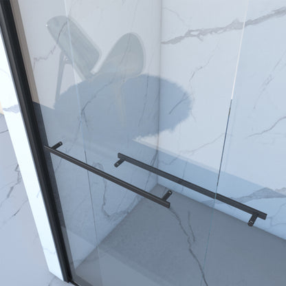 56-60"x70" Aluminum Frame Double Sliding Shower Door,Bypass Bathroom Sliding Door with Premium 5/16" (8mm) Clear Tempered Glass, Black Hardware Sliding Glass Shower Enclosure,Matte Black Finished