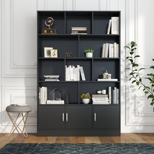 70.87 Inch Tall 10-Cube Bookshelf With 3 Closed Doors Home Storage Cabinet