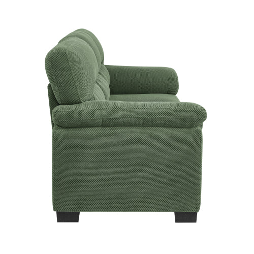 Green Modern 3-Seater Upholstered Sofa,Textured Fabric,Solid Wood Frame