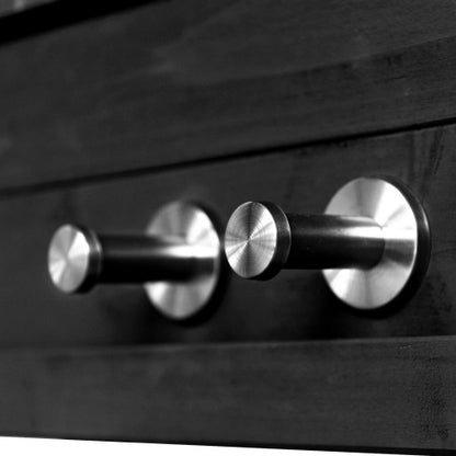 K&K 64.9"H Outdoor Potting Bench Table with Lockable Wheels, Solid Wood Outdoor Kitchen Island with Upper Hutch, Stainless Steel Top, Towel Rack ,Outdoor Storage for Grilling, Lawn Garden -Black