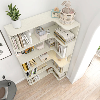 90cm Corner Bookshelf with Anti-Drop Panel and Open Shelves