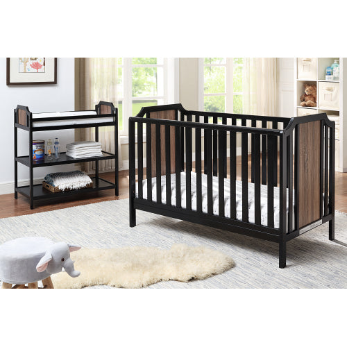 3-in-1 Convertible Crib Black/Brownstone