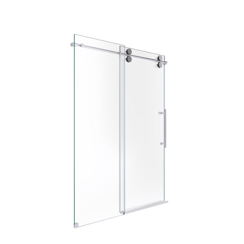 44"-48"W*76" H Frameless Single Sliding Shower Door – 5/16" (8mm) Clear Tempered Glass, Bypass Design with Chrome Finish