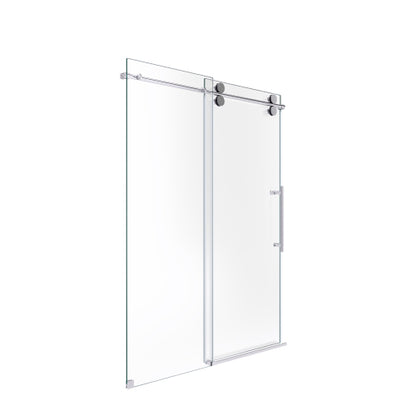 44"-48"W*76" H Frameless Single Sliding Shower Door – 5/16" (8mm) Clear Tempered Glass, Bypass Design with Chrome Finish