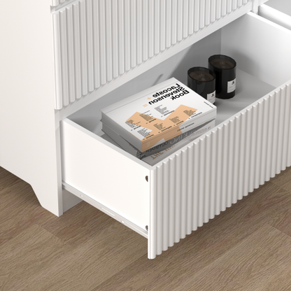 Modern White 6 Drawer Dresser, Wave Panel Drawer Fronts, Storage Cabinet, Versatile Chest of Drawers for Bedroom, Living Room - Sleek & Spacious Home Storage Solution