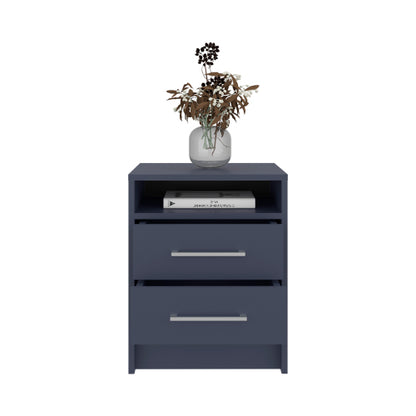 Alby Blue Nightstand, 2 Drawers & Shelf, 19.9inchH