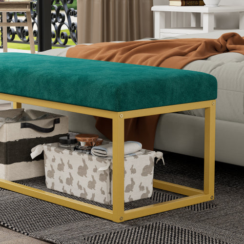 Storage Bench for Entryway, Bench with Steel Frame,, Synthetic Leather, Living Dining Room, Mid-Century Modern, Loads 600 lb