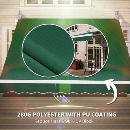 Outsunny 8' x 7' Patio Retractable Awning, Manual Exterior Sun Shade Deck Window Cover, Green