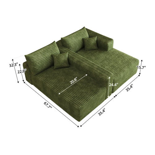 103 inch  Green L-Shape Cloud Deep-Seat Corner Sectional Sofa, No Assembly