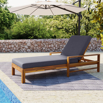 U_Style Acacia Wood Adjustable Backrest Outdoor Lounge Chair, Suitable for Gardens