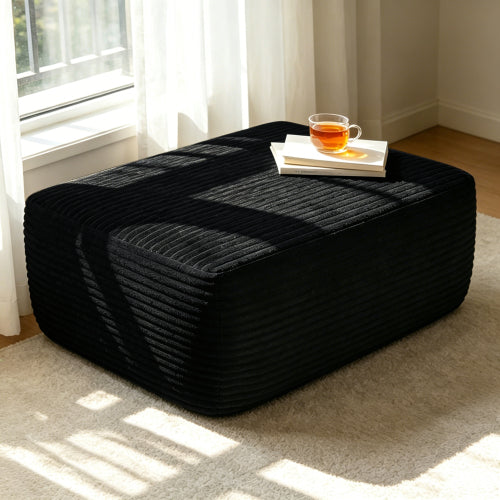 Plush Ottoman Black Modular Sofa Accent Ottoman for Living Room