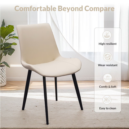 Set of 2 Beige Suede-Style PU Dining Chairs, Reinforced Metal Leg Modern Upholstered Side Chairs