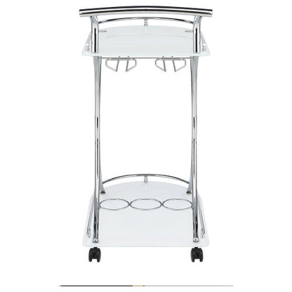 White 2-Tier Glass Shelf Metal Bar Cart