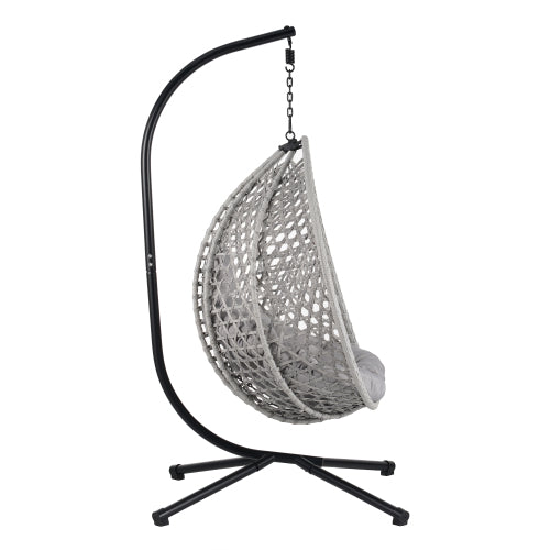 U_STYLE Sturdy Hammock Chair with Stand, Durable Hanging Egg Chair with Rattan Weaving ,Comfortable Indoor Outdoor Swing chairs with Soft Removable Cushion,Suitable for Balcony, Bedroom,or Garden