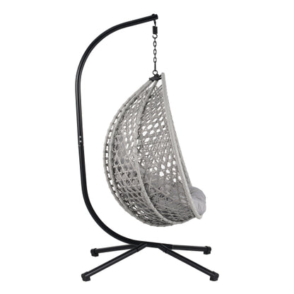 U_STYLE Sturdy Hammock Chair with Stand, Durable Hanging Egg Chair with Rattan Weaving ,Comfortable Indoor Outdoor Swing chairs with Soft Removable Cushion,Suitable for Balcony, Bedroom,or Garden