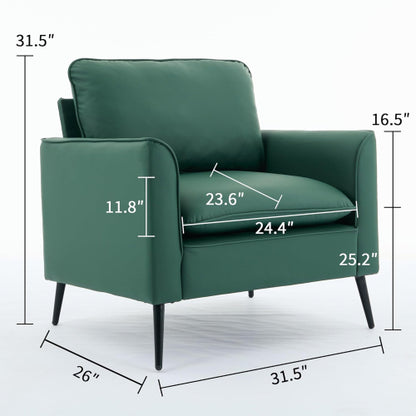 2-PCS Green Cat-Paw Faux-Leather Nordic Retro Light-Luxury Single Sofa Chair