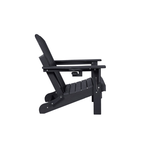 Composite  Chair with Wood Texture- Black