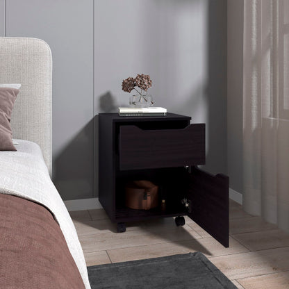 Black 1-Drawer Modern Nightstand