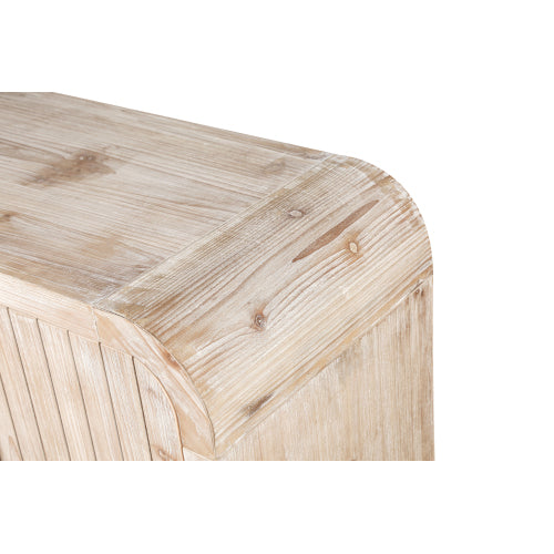 59'' Farmhouse Curved Vintage Storage Sideboard with Adjustable Shelves (Natural Wood Washed)