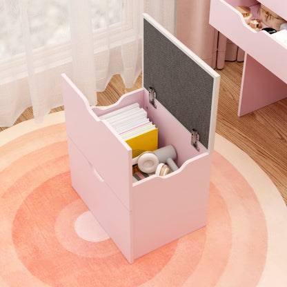 3-in-1 Multifunctional Vanity Desk Set, Flip-Up Mirror, 3-Color Lights, 2 Drawers, Hidden Storage Stool, White