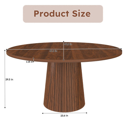 47 Inch Round Farmhouse Dining Table, Walnut Finish
