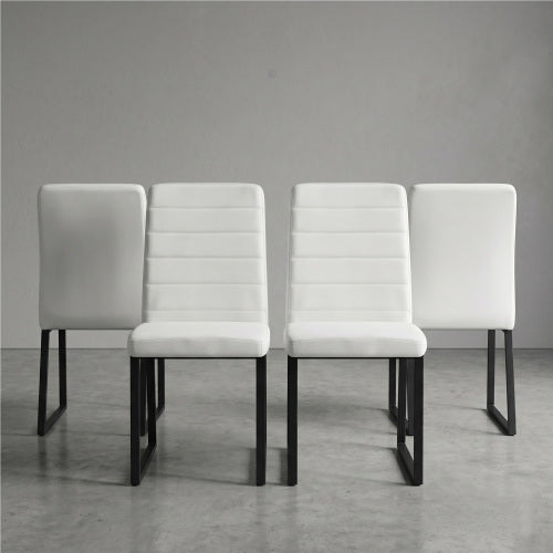 4 Pack PU Dining & Office Chairs, High Density Foam Cushion, Black Spray Paint Iron Legs, Multi Colors