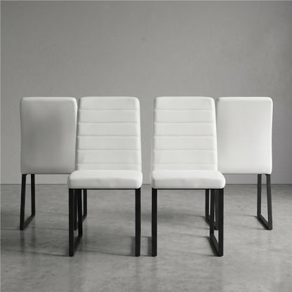 4 Pack PU Dining & Office Chairs, High Density Foam Cushion, Black Spray Paint Iron Legs, Multi Colors
