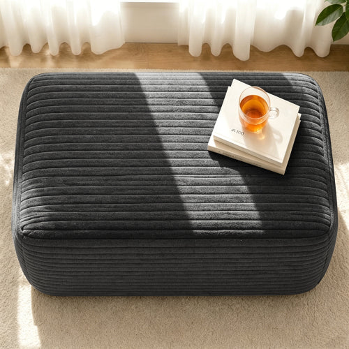 Plush Ottoman Grey Corduroy Modular Sofa Extension Seat