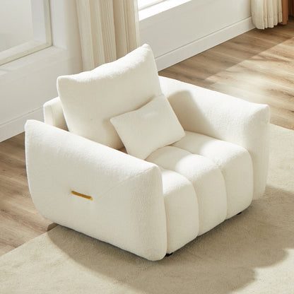 35.24-Inch Teddy Fleece Modern Lounge Accent Chair with 1 Pillow for Apartment Living-Room Bedroom