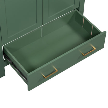 30 Inch Green Bathroom Vanity with Single Sink, Combination Under Counter Sink, Bathroom Storage Cabinet with 2 Doors and a Drawer, Soft Closure, Multifunctional Storage(WF324043)