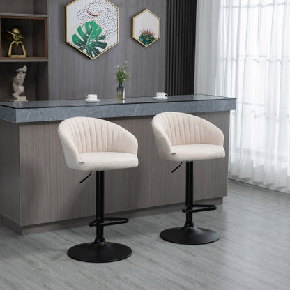 Adjustable Swivel Bar Stools Set of 2, Linen Touch Fabric, ?Beige
