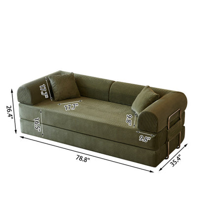 78.8 inch  Corduroy Convertible Sofa Bed, Boneless Loveseat