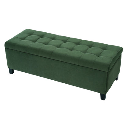 Retro Green Fabric Storage Ottoman Bench, Boucle Upholstered Entry & End of Bed Bench, 300 LBS Capacity 51.18 inchL x19.29 inchW x17.72 inchH