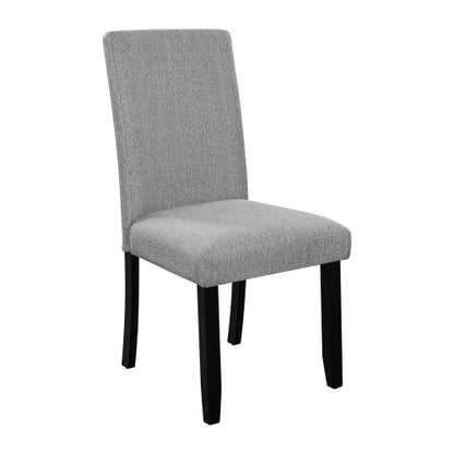 Dining Chairs Set of 4, Gray Upholstered Fabric, Tufted Back, Solid Wood Legs