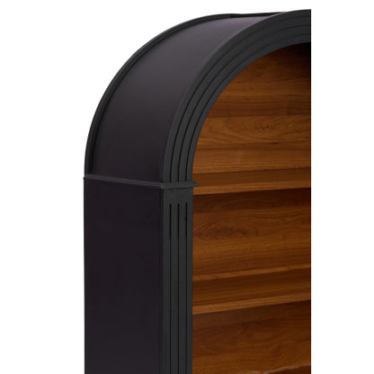 Arched 4-Shelf Tall Wood Bookcase Open Display Storage Shelf Black