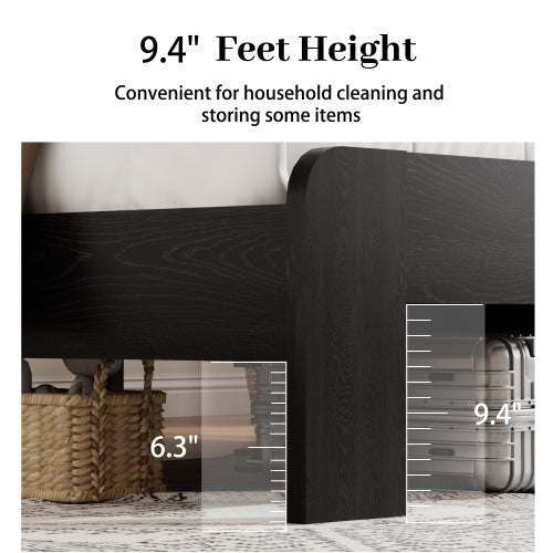 Bed Frame Full Size, Wood Platform Bed Frame with Storage LED Light Headboard and 2 USB , Noise Free,No Box Spring Needed and Easy Assembly Tool,Large Under Bed Storage,Dark Black