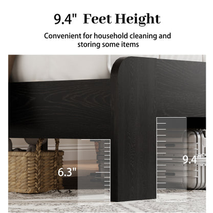 Bed Frame Full Size, Wood Platform Bed Frame with Storage LED Light Headboard and 2 USB , Noise Free,No Box Spring Needed and Easy Assembly Tool,Large Under Bed Storage,Dark Black