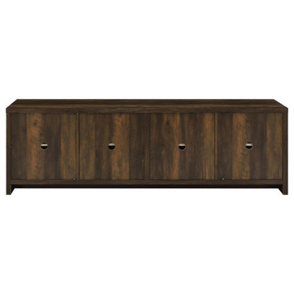 Dark Pine 78 inch TV Stand with 4 Doors & Adjustable Storage Shelves