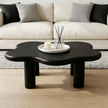 40 Inch Black Cloud Coffee Table Modern Irregular MDF Living Room Center Table